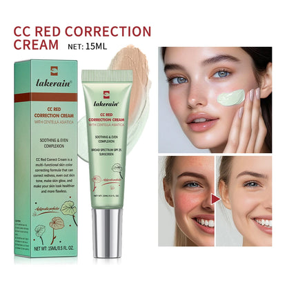 CC Red Correction Cream – Liquid Full Coverage Waterproof Foundation for Redness, Long-Lasting Face Cosmetic