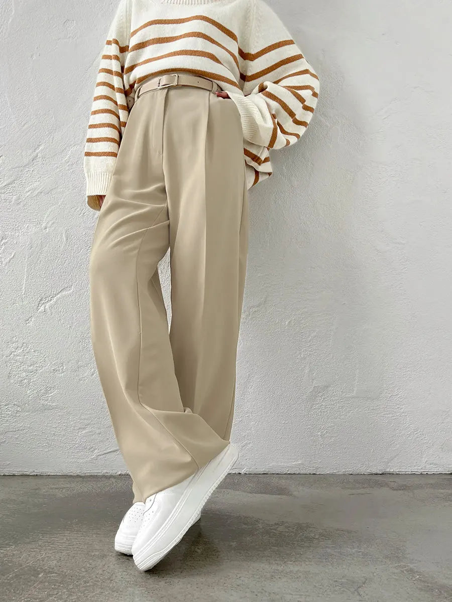 Women's Classic Straight Leg Pants – Versatile Loose Fit, Wide Leg for Office, Tourism, Spring & Summer Casual Wear