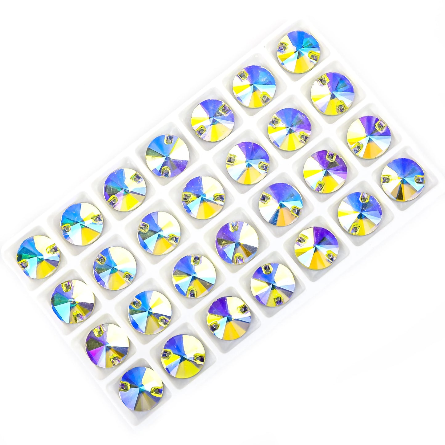 Crystal Rhinestone Flatback Beads - AB Round Shell Gems for DIY Crafts, Clothing & Wedding Decoration