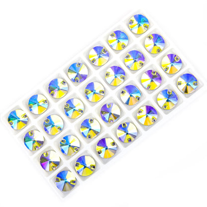 Crystal Rhinestone Flatback Beads - AB Round Shell Gems for DIY Crafts, Clothing & Wedding Decoration