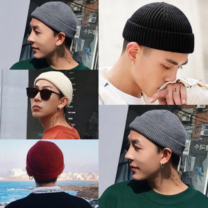 Unisex Solid Color Knit Beanie - Warm Brimless Winter Hat for Men and Women, Hip Hop Style Skullcap