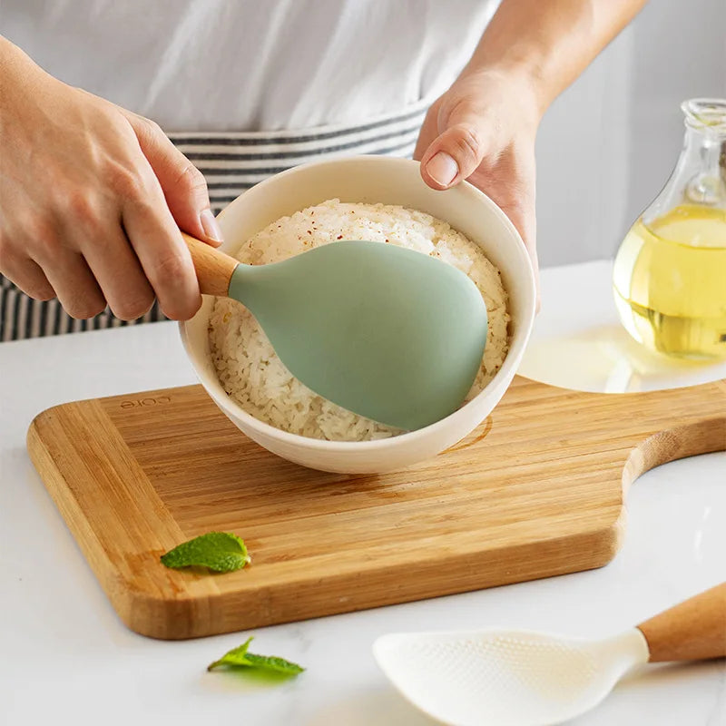Silicone Non-Stick Cooking Spoon - Heat Resistant, Anti-Scald, and Durable Kitchen Gadget for Pots and Rice - 1 Piece