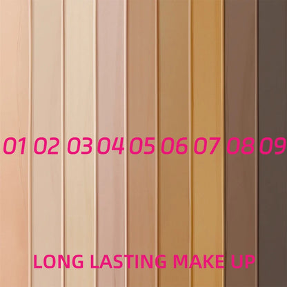 9-Shade Full Coverage Liquid Concealer & Foundation — Natural Matte Base Makeup