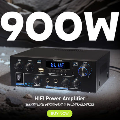 Woopker AK Series Digital Bluetooth Amplifier – 2 Channel HiFi Audio Amp with FM & USB for Home, Car & Karaoke