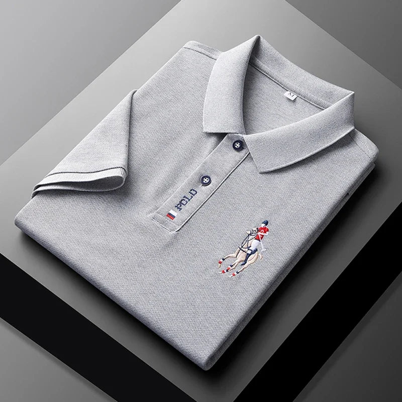 Men's Embroidered Short Sleeve Polo Shirt - Casual Summer Comfort Fashion Polo