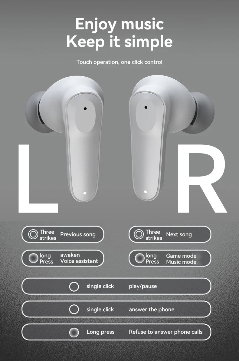 mzymi A98 TWS True Wireless Earbuds | ENC Noise-Reducing Waterproof Sport Headphones