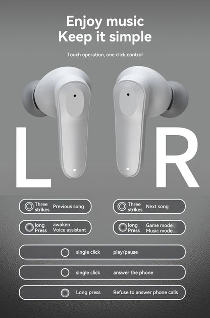 mzymi A98 TWS True Wireless Earbuds | ENC Noise-Reducing Waterproof Sport Headphones