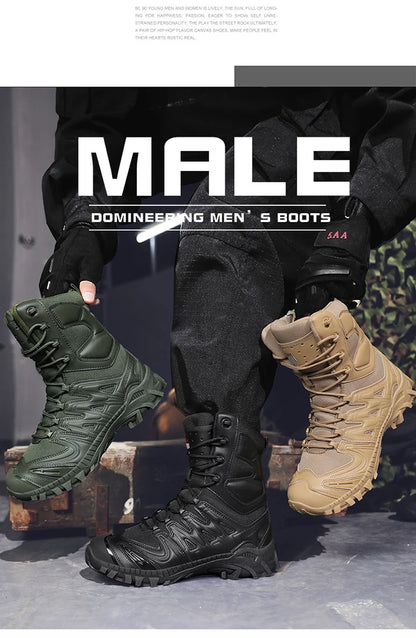 Special Forces Desert Combat Boots - Men's Tall Wear-Resistant Tactical, Waterproof Training & Outdoor Mountaineering Sports Boots