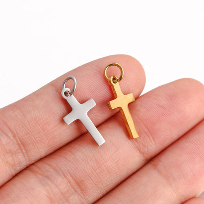 Stainless Steel Cross Charms Set - 5Pcs DIY Jewelry Pendants for Bracelets, Earrings & Necklaces