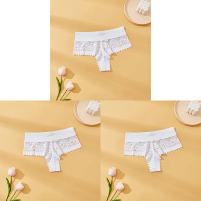 Women's Lace Panties 3PCS - Sexy Bow Detail, Breathable Comfortable Briefs S-XL