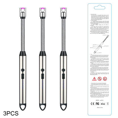 3PCS Rechargeable Electric Plasma Arc Lighters — Type-C Windproof Lighter for Kitchen, Candle, and BBQ Grill
