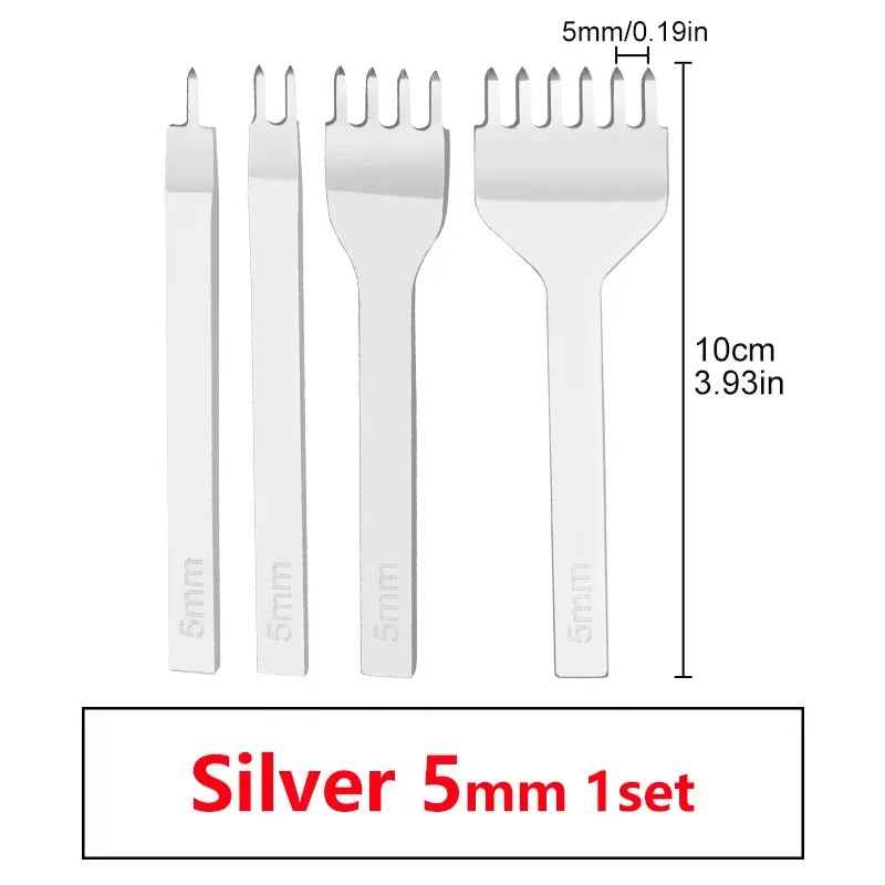 Fenrry Leather Spacing Punch Set – 3/4/5/6mm Lacing & Stitching Hole Punch Tools with 1/2/4/6 Prongs for DIY Leathercraft