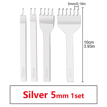Fenrry Leather Spacing Punch Set – 3/4/5/6mm Lacing & Stitching Hole Punch Tools with 1/2/4/6 Prongs for DIY Leathercraft