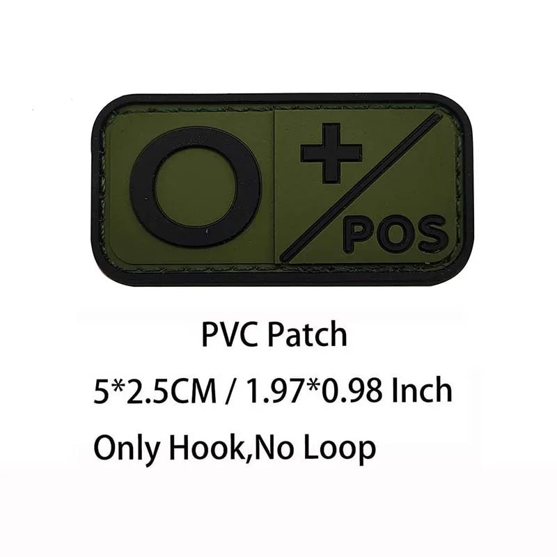 PVC Blood Type Hook Patch - A B AB O Positive Negative Military Tactical Badge for Backpack & Outdoor Gear
