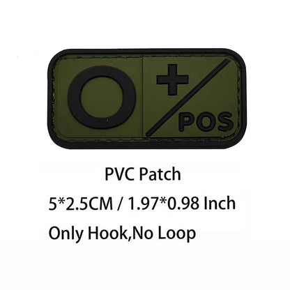 PVC Blood Type Hook Patch - A B AB O Positive Negative Military Tactical Badge for Backpack & Outdoor Gear