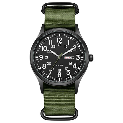 TPW Field Watch 2024 - Easy Read Quartz Wristwatch with Fabric Strap & 24-Hour Display