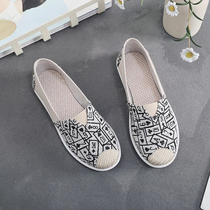 Women’s Breathable Mesh Slip-On Flats - Lightweight Casual Printed Fisherman Shoes for Everyday Fashion