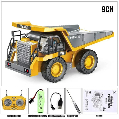 2.4G RC Excavator & Dump Truck Toy – Alloy & Plastic Construction Vehicle Model for Kids