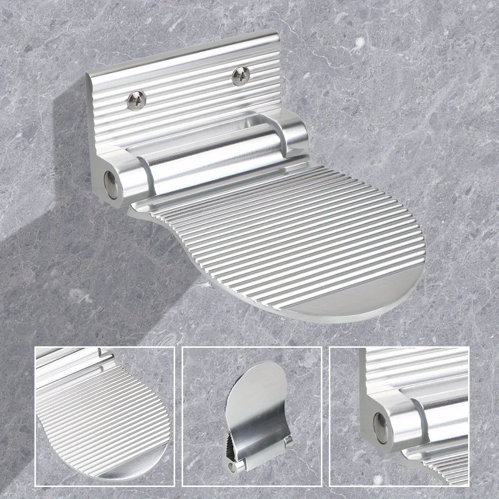 Bathroom Shower Footrest – Wall-Mounted Aluminium Alloy Pedestal Footstool, Anti-Slip Foot Pedal in Black or Silver