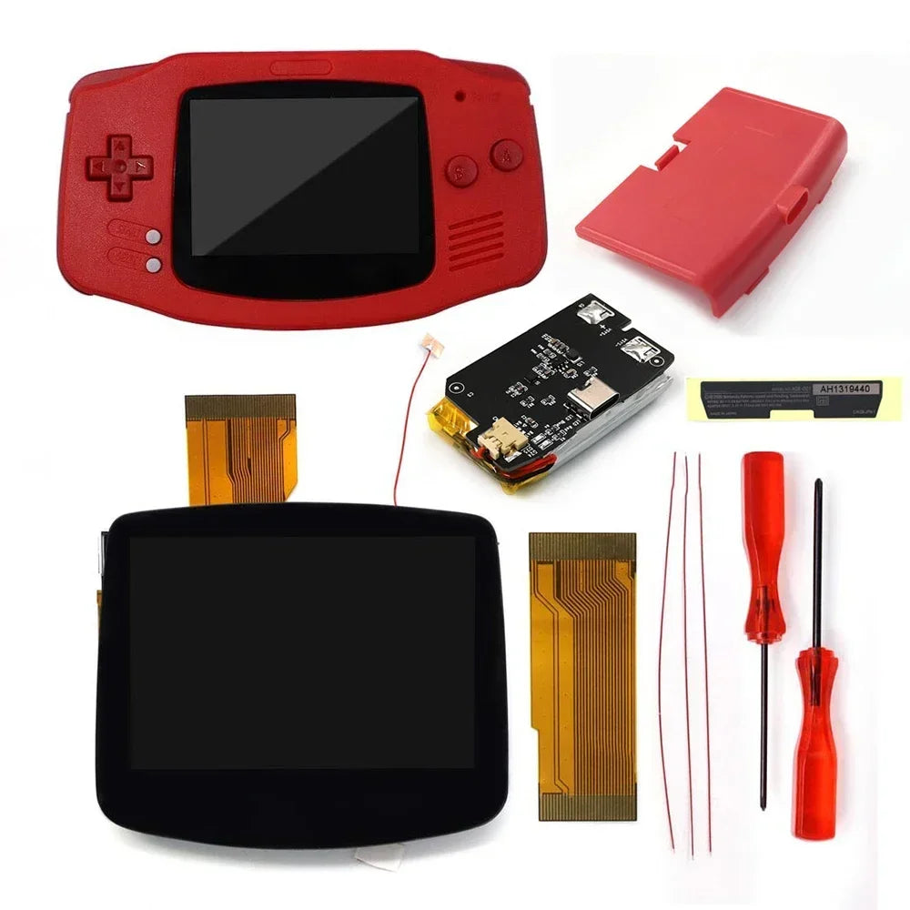 GBA V5 Laminated IPS LCD Backlight Kit – Built-In 1800mAh Rechargeable Battery with Type-C Port for Game Boy Advance
