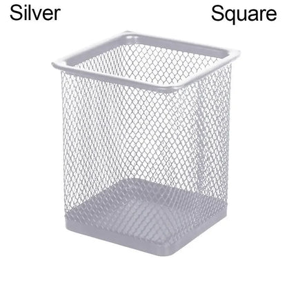 Multifunction Mesh Pen Holder - Round or Square Desk Organizer for Pens, Pencils & Stationery