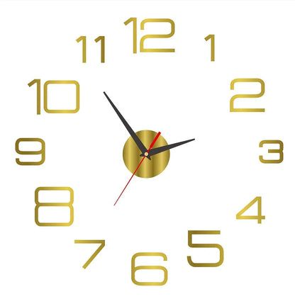 2023 Modern Large 3D DIY Wall Clock – Acrylic Mirror Quartz Clock for Living Room Home Decor