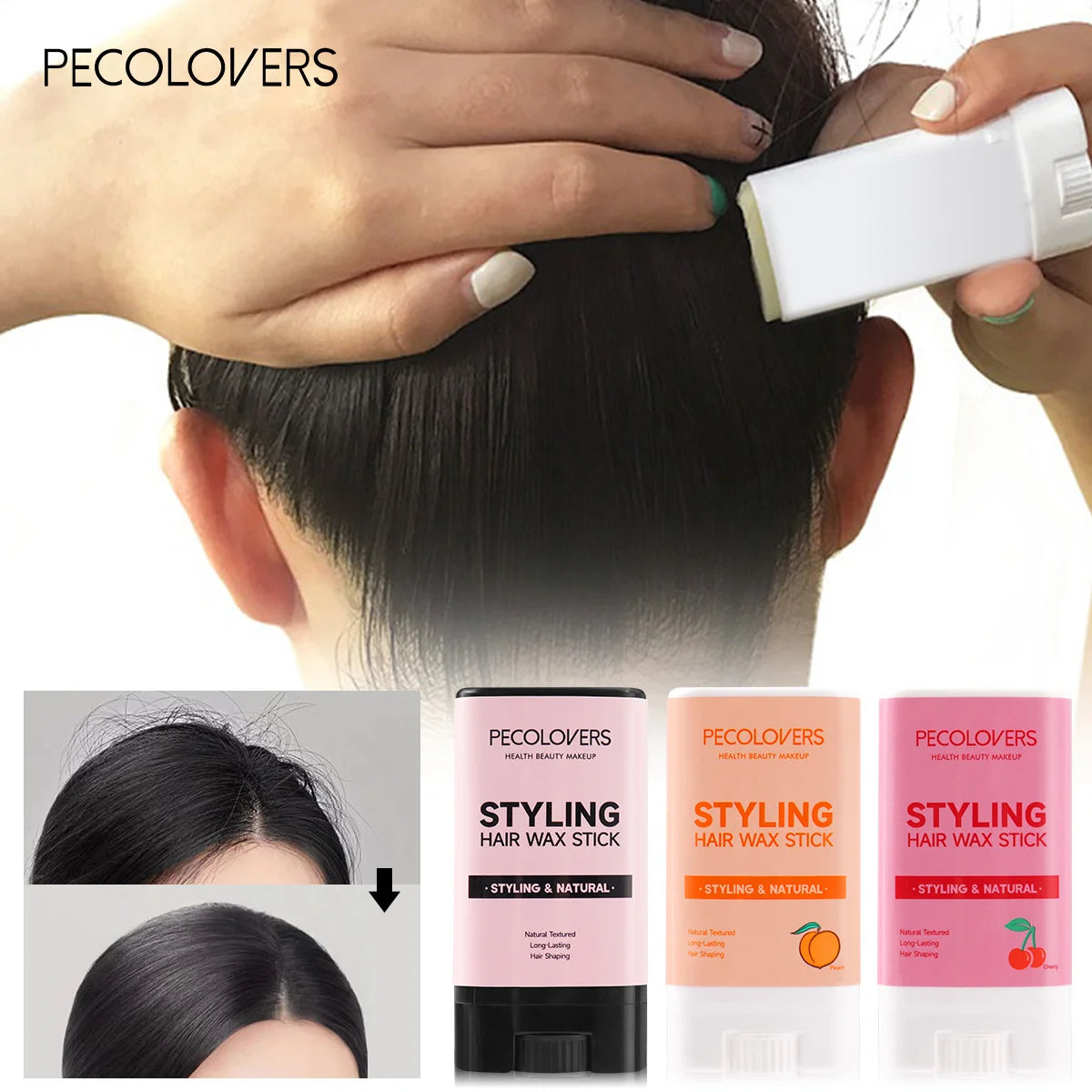 Hair Wax Stick for Flyaways & Frizz – Fruit Flavor, Portable Styling Pomade Stick