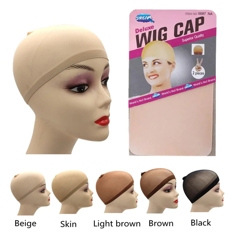 2PCS Stretch Mesh Wig Caps – Black & Brown Stocking Wig Cap for Weave, Hair Nets for Making Wigs