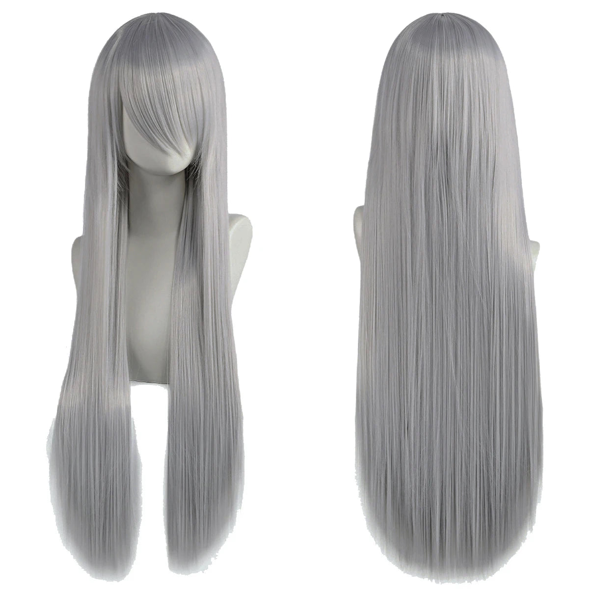 80cm Long Cosplay Wig - Synthetic Straight Hair with Bangs for Lolita Anime Costume Party Styling