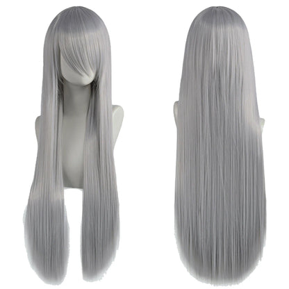 80cm Long Cosplay Wig - Synthetic Straight Hair with Bangs for Lolita Anime Costume Party Styling