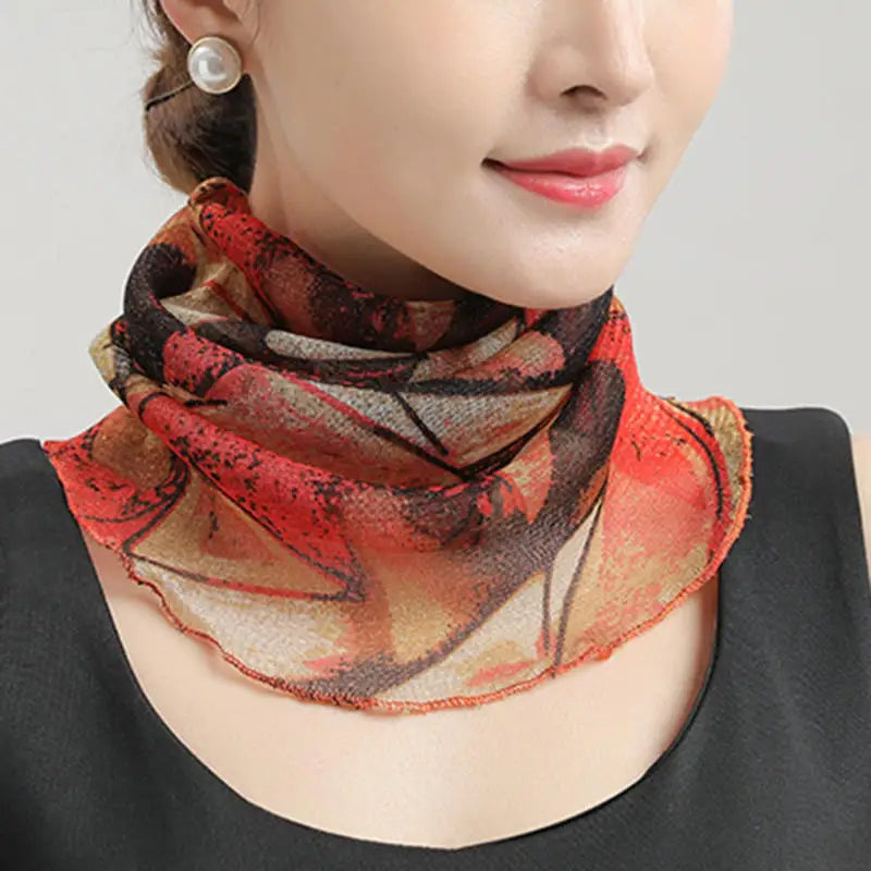 Spring Summer Chiffon Neck Scarf – Lightweight Multi-Function Anti-UV Sunscreen Face & Head Cover for Women