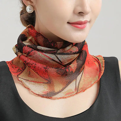 Spring Summer Chiffon Neck Scarf – Lightweight Multi-Function Anti-UV Sunscreen Face & Head Cover for Women