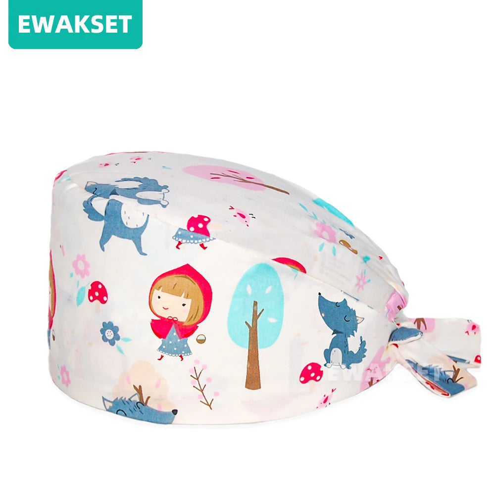 Unisex Soft Scrub Cap – Cartoon Print Surgical Hat for Men and Women, Operating Room Nursing Accessories