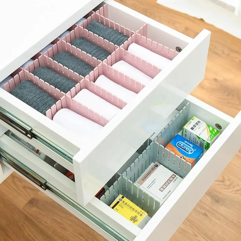 4/8PCS Adjustable Drawer Dividers – Durable Storage Organizer for Socks, Underwear & Clothes, Closet & Cabinet Partition System