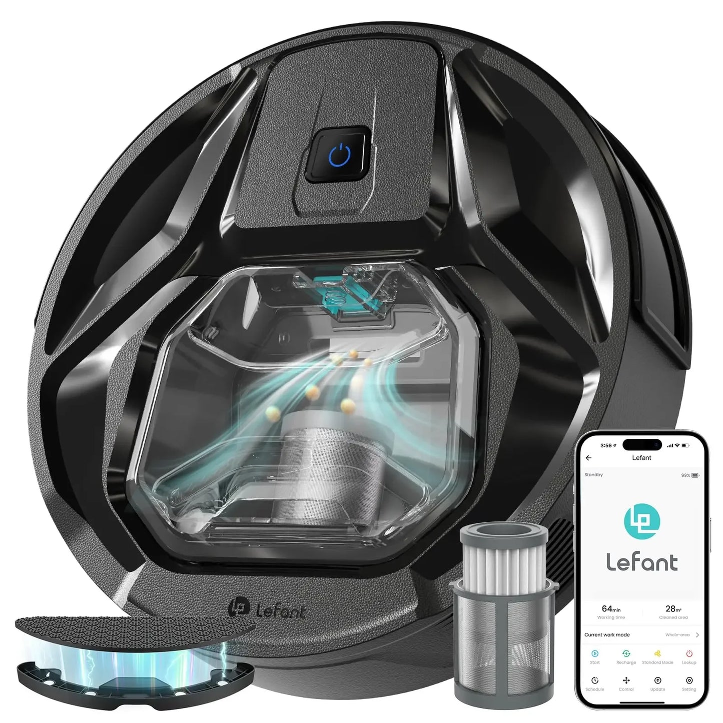 Lefant M320 Robot Vacuum Cleaner with Mop – 6000Pa Suction, 210 Min Runtime, 800ML Dustbin, Carpet Detection