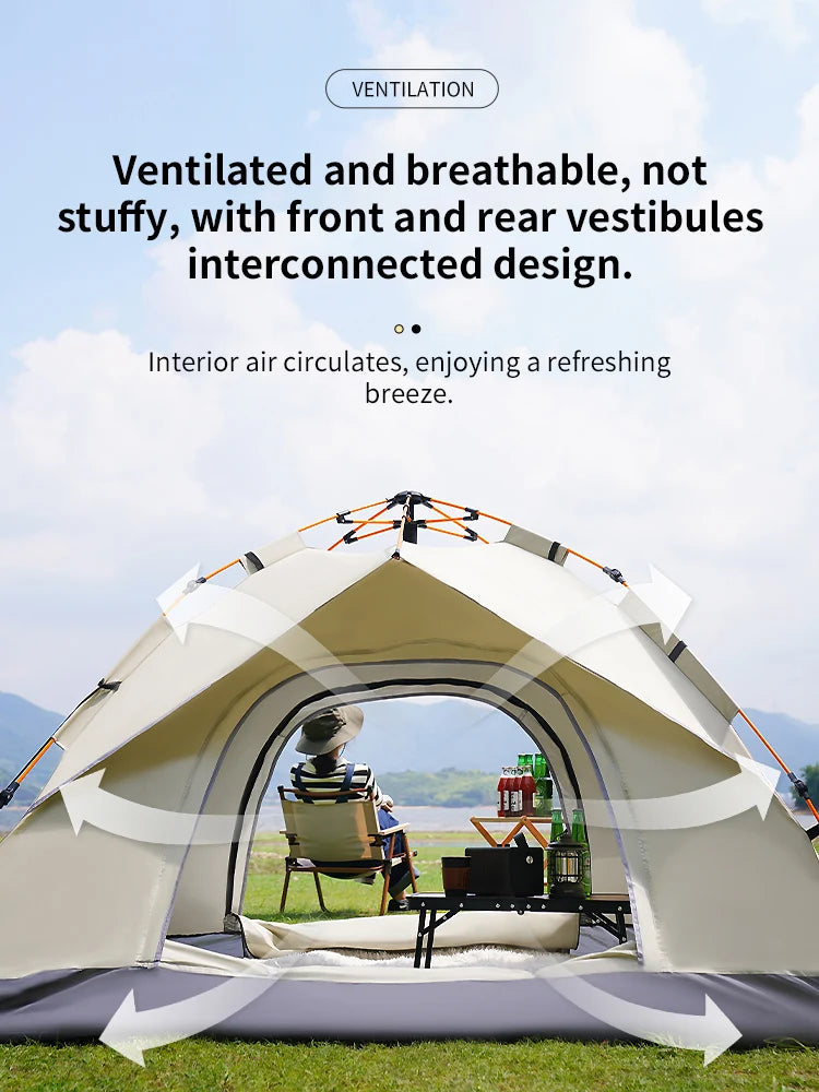 Outdoor Folding Tent – Fully Automatic Quick Open, 3-4 Person Self-Driving Camping Tent, Rain & Sun Proof, Portable