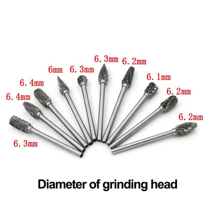 5Pcs Carbide Tungsten Steel Wood Milling Cutter Set - Double Rotary File Heads for Root Carving and Woodworking