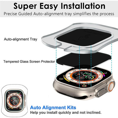 Privacy Tempered Glass Screen Protector for Apple Watch Ultra & Ultra 2 49mm – Includes Alignment Film Tool, Apple Watch Accessories