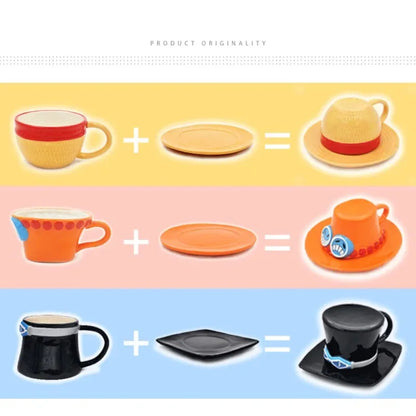 One Piece Mug – Creative Three Brothers Hat Shaped Coffee Cup, Anime Chopper, Ace & Sabo Ceramic Water Cup for Parties