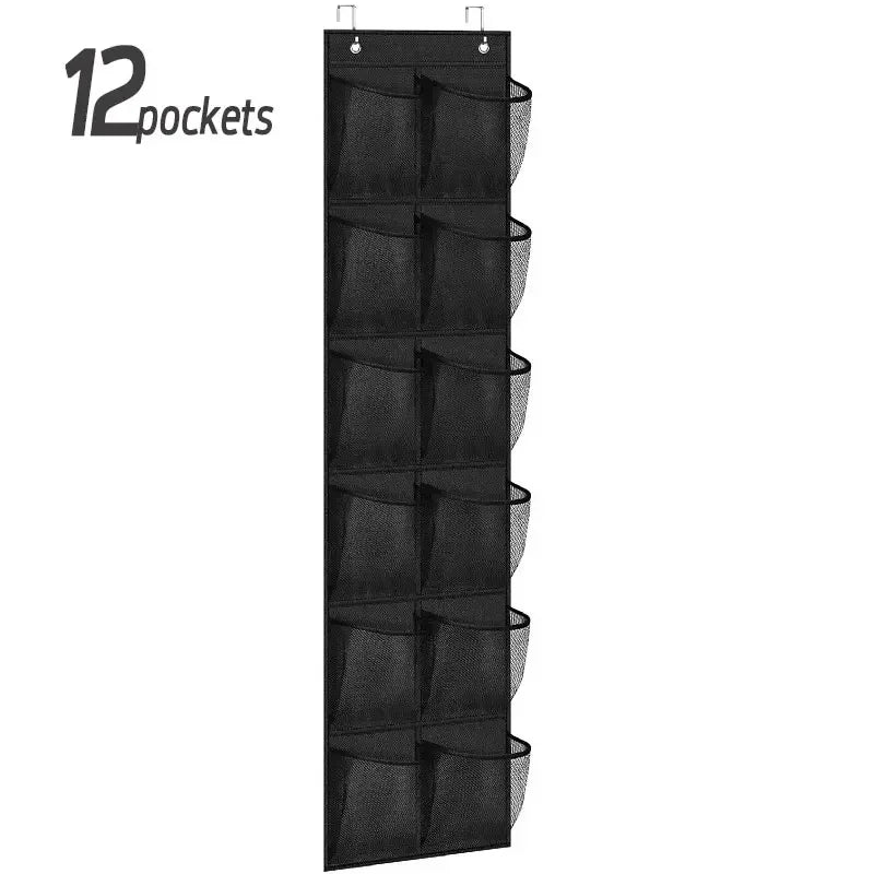 Hanging Shoe Rack Organizer – Over-the-Door 12/14 Pocket Breathable Mesh Storage for Slippers and Shoes