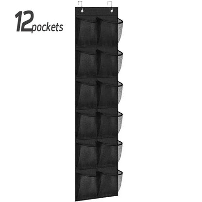 Hanging Shoe Rack Organizer – Over-the-Door 12/14 Pocket Breathable Mesh Storage for Slippers and Shoes