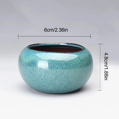 Ceramic Round Plant Pot - Succulent & Orchid Planter with Drainage Holes for Indoor & Outdoor Decor