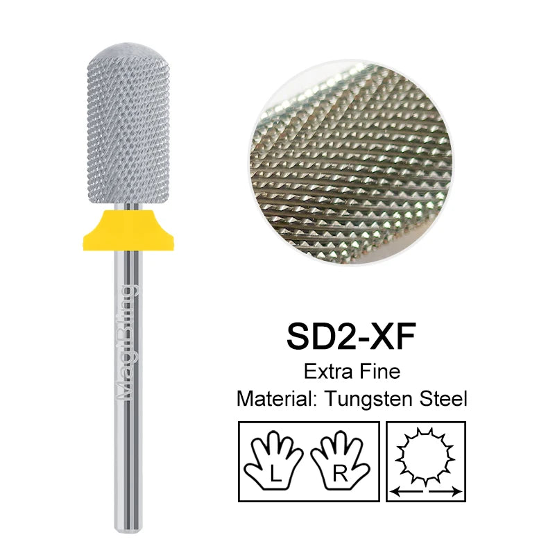 Gold Tungsten Carbide Nail Drill Bits – Large Barrel Milling Cutter, Pro Reversed Durable Grinding & Polishing Tools Accessories 4XC