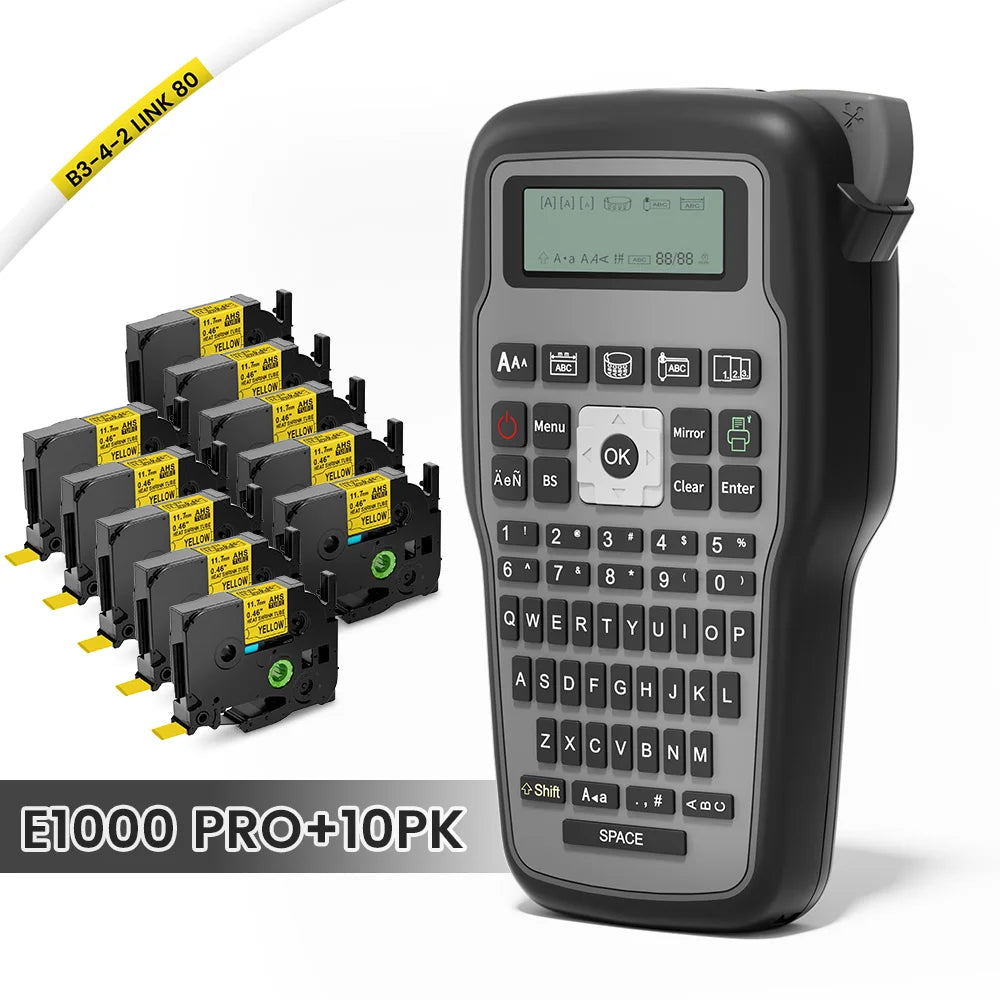 E1000 PRO Industrial Label Printer - Portable Heat Shrink Tube Printer Compatible with Brother HSE-231 and HSE-631 for Cable Marking