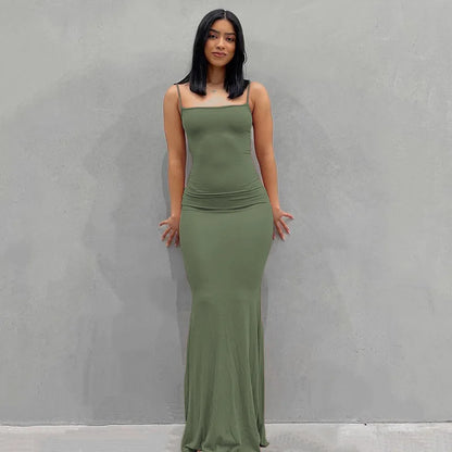 2025 Women's Summer Dress - Solid Color Slim Fit Camisole Skirt Sexy Fashion Style