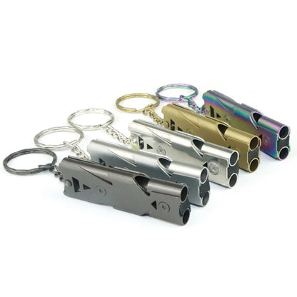 Double Pipe Survival Whistle Keychain – High Decibel Emergency Outdoor Camping Tool 1PC