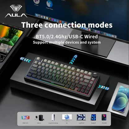 AULA F75 Gaming Mechanical Keyboard - 75% RGB Gasket Mount Hot-Swappable Keyboard with PBT Keycaps