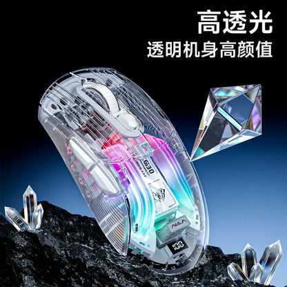 Aula SC630 Custom Gaming Mouse – 3-Mode 2.4G/Bluetooth/USB with Charging Base, Energy-Saving Esports Mouse for PC