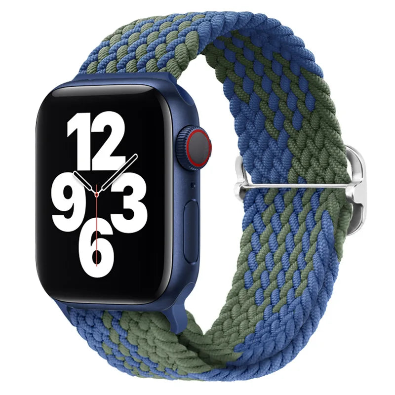 Braided Solo Loop Apple Watch Ultra Band – Elastic Nylon Adjustable Sport Bracelet Strap for iWatch SE, Series 3–9 (38mm–49mm)