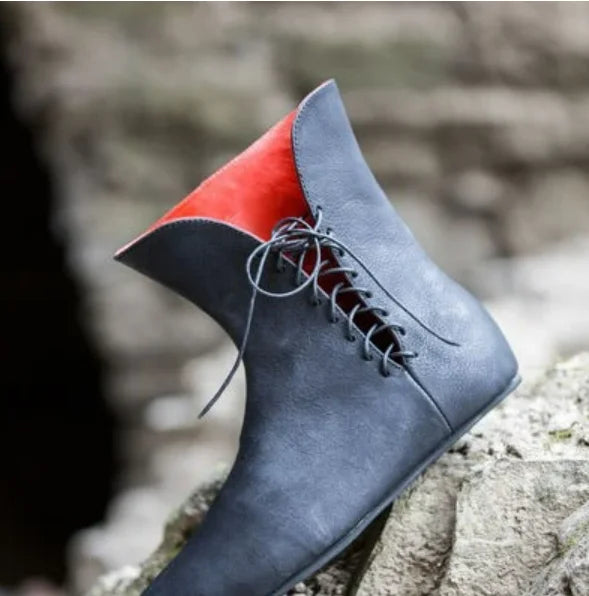 Men’s Medieval PU Leather Ankle Boots - Victorian Renaissance Knight LARP Cosplay Shoes